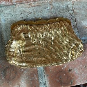 Vintage gold metal mesh purse clutch